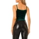 thumbnail image 3 of INSPIRAR CHIC Tops de Cami de Terciopelo de Tirantes Espagueti Casual para Mujeres S Verde Oscuro, 3 of 6