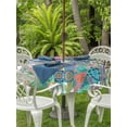 thumbnail image 3 of Outdoor Tablecloths with Umbrella Hole & Zipper, Colorful Ethnic Round Tablecloths 60 Inch, Modern Abstract National Geometric Teal Waterproof Table Cloth, Patio/Pool/Picnic Table Covers, 3 of 8