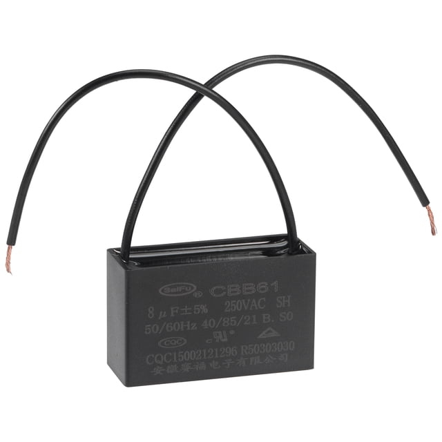 Capacitor de ventilador de techo CBB61 de 8uF 250V AC de 2 cables Uxcell, 1 paquete