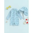 thumbnail image 4 of Musuos Baby Boy Swimwear Set, 0-3Years Whale Print Long Sleeve Rash Guard Swimsuit + Sun Hat Toddler Bathing Suit Outfit, 4 of 9