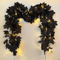 thumbnail image 5 of Black Artificial Flower Garland,Fake Maple Leaf Vine Hanging Rose Vines Fall Maple Garland with Floral,Black Hanging Flowers for Gothic Wedding Decor Autumn Party Halloween Decor(Black), 5 of 9