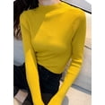 thumbnail image 4 of LOVE DOCK Simple Women Sweater Winter Stand Collar Fashion Pullover Elastic Knit Ladies Jumper Casual Solid Black Female Basic Tops, 4 of 6