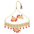 thumbnail image 5 of Efulgenz Ethnic Choker Necklace Earrings Maang Tikka Kundan Faux Pearl Red Traditional Indian Wedding Bridal Set Bollywood Jewelry for Women, 5 of 5