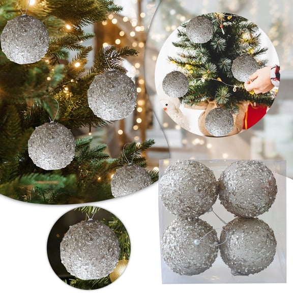 Large Shatterproof Christmas Ornament Hanging For Holiday Party Festive Home Indoor Outdoor Xmas Tree Decoration Spheres 4PCS
