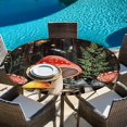 thumbnail image 6 of Mushrooms Round Tablecloth, Fitted Table Cover with Elastic for 55"-60" Round Tables, Butterfly Botanical Country Plants Black Table Cloth Outdoor Indoor Dinning Party Waterproof Tablecloths, 6 of 7