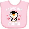 thumbnail image 3 of Inktastic I Love My Mama with Cute Penguin and Hearts Girls Baby Bib, 3 of 4