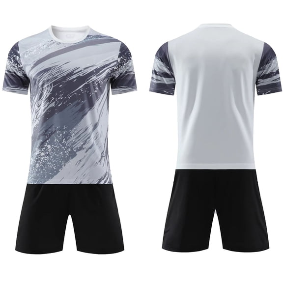 CYRBOKO Boys Athletic Outfit Sets, Two-piece Breathable Football Elastic Waist Kids Clothing Sets White Size 11-12 T