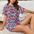 thumbnail image 4 of Balery Cartoon Crabs Conjunto de Pijama para Mujer con Estampado, Dos Piezas de Manga Corta y Shorts, Ropa de Dormir Suave con Cuello Redondo y Bolsillos-Medium, 4 of 6