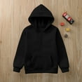 thumbnail image 5 of Zylarhe Boys Girls Sweatshirts Boys Fashion Winter Comfort Hooded Top Long Sleeve Solid Color Sweatshirt Outerwear Garment for Fall Season 7-8 Years Black, 5 of 7