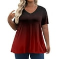 thumbnail image 3 of Xixinqiwan Plus Size Tops for Women,Fashion Women's Casual V Neck Solid Plus Large Short Sleeve Blouse T-shirts Trendy Workout Going Out Tee Tops, 3 of 9