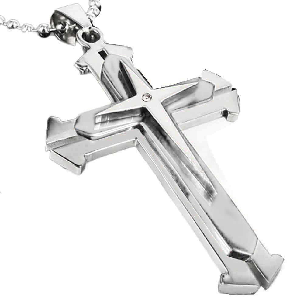 Frehsky necklaces for women Unisex Men Stainless Steel Cross Pendant ...