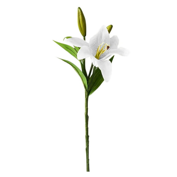 Artificial Lily Flowers, Real Touch 3-Head Fake Lily for Outdoor Garden Home Wedding Decoration White