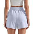 thumbnail image 3 of Shorts for Women Summer Casual Elastic High Waist Lounge Dress Shorts with Pockets 2026 Beach Vacation Clothes Light Blue 2XL, 3 of 3