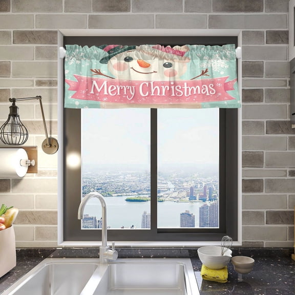 BZSMCE Alance Curtains Cute Snowman Design Modern Style Pattern Window Curtain Valance 52W" x 18L" for Kitchen Living Room Bedroom