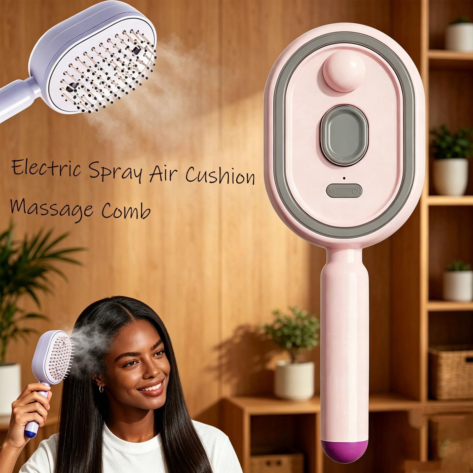 5 in 1 Air Cushion Brush, 5 in 1 Air Cushion Hair Brush, Electric Spray Air Cushion Massage Comb with Mist Spray, Rechargeable Detangling Hair Brush