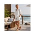 thumbnail image 3 of Two Piece Linen Short Sets for Women Short Sleeve V Neck Shirt Top and Shorts Casual Summer Travel Vacation Outfits Loose Short Sleeve, 3 of 7