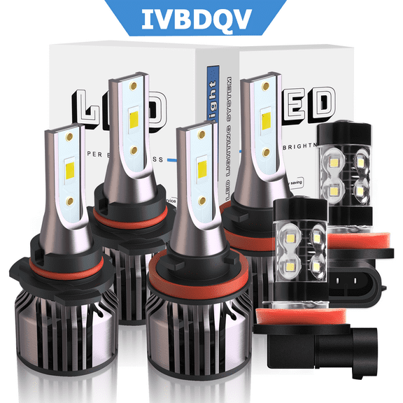 IVBDQV For Toyota Prius 2010 2011 2012 2013 2014 2015 LED Headlight Bulbs 9005 H11 High Low Beam H11 Fog Lamp Light 6PC