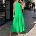 thumbnail image 5 of Miluxas Women's High Neck Sleeveless Pleated Maxi Dress A-Line Casual Loose Flowy Long Dress Cocktail Party Dress Summer Beach Vacation Outfits Green, 5 of 5