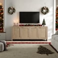 thumbnail image 3 of SICOTAS 61.5"W Rattan TV Stand with 4 Doors– Large Boho TV Cabinet Media Console with Adjustable Shelves & 4 Rattan Doors for 45/50/55/60/65 Inch Television , Reclaimed Light Oak, 3 of 10