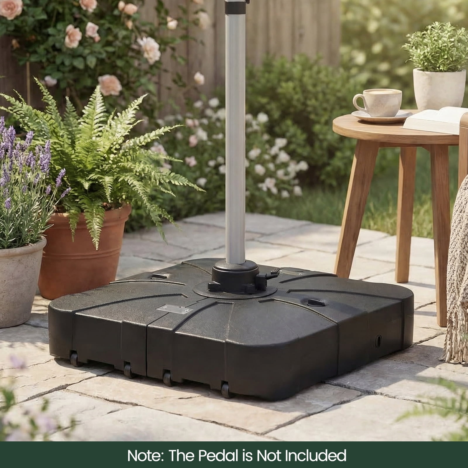 ELLEGNT 285 LBS Cantilever Umbrella Base with Wheels - Heavy-Duty Outdoor Stand for Patio or Garden