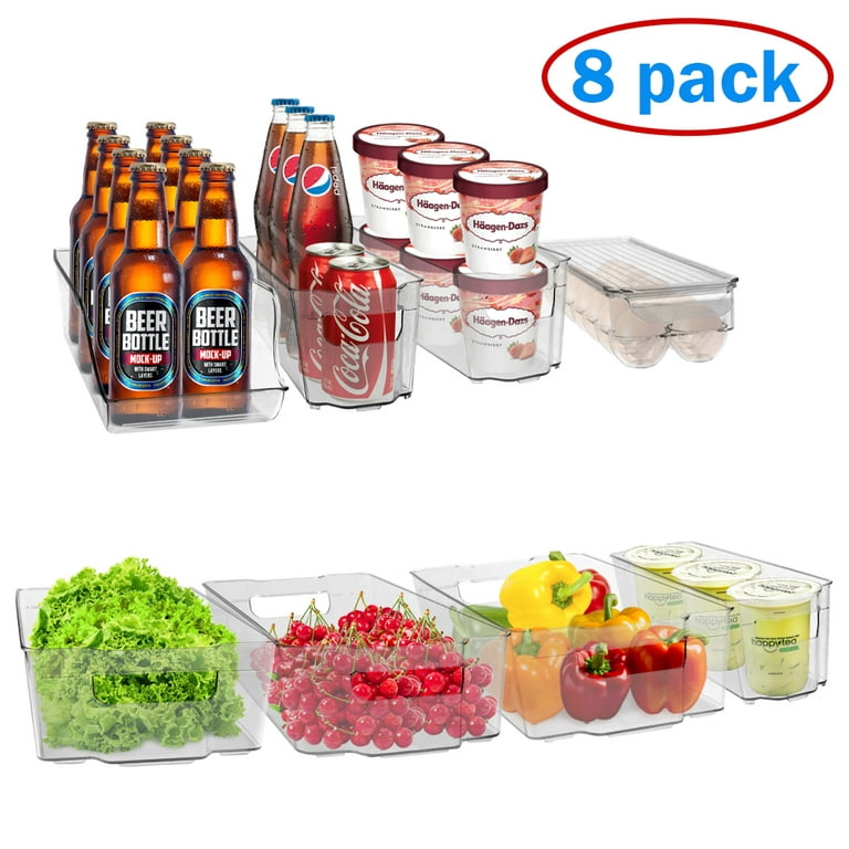  FORUP Plastic Clear Storage Bins with Lids, Kitchen Pantry  Organization, Fridge Organizer, Stackable Food Storage Bin, 8 Pack: Home &  Kitchen