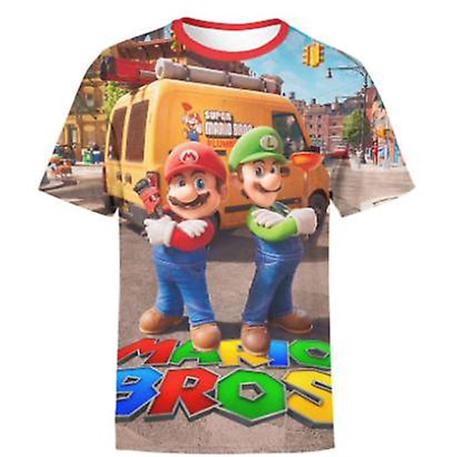 Mario Jeux T-shirts de Mode à Manches Courtes pour Garçons Filles Enfants