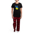 thumbnail image 4 of CafePress - Ukrainian Flag Peace Sign Ukraine Native H Pajamas - Women's Short Sleeve Print T-Shirt and Pants Dark Cotton Pajama Set, 4 of 7