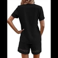 thumbnail image 3 of Conjunto de 2 Piezas de Corta para Mujer, Camisetas de Verano Holgadas con Encaje y Cuello en V, Blusa Tipo Túnica con Mangas con Volantes y Pantalones Cortos, Negro, XXL, 3 of 7