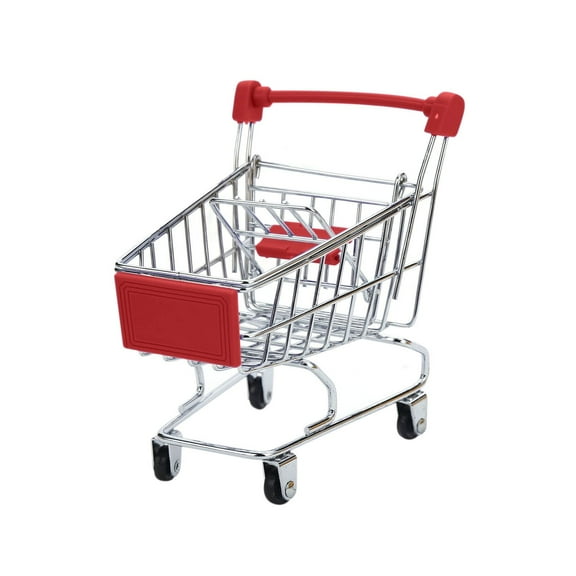 Mini Shopping Cart, Supermarket Hand Trolley Shopping Utility Cart Storage Basket, Mini Supermarket Storage Toy Decorative Ornaments for Storage Toys