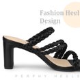 thumbnail image 4 of Square Toe Braided Chunky Heels Sandals for Women Black US 7/UK 5/EU 37, 4 of 6