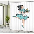 thumbnail image 5 of Ambesonne Pin up Girl Shower Curtain, Pony Tail Waitress, 69"Wx75"L, Seafoam and Pale Peach, 5 of 5