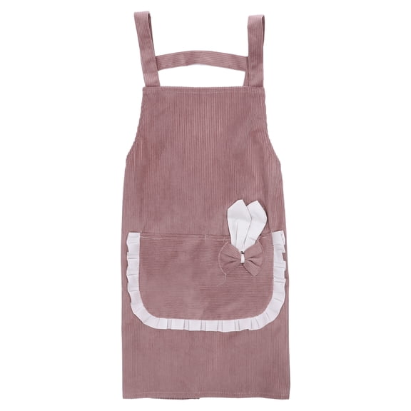Unique Bargains 1pc H-shoulder Corduroy Apron with Pockets for Cooking Cleaning Work Blue