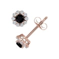 thumbnail image 2 of 1/3 Carat Black Diamond and White Diamond Cluster Stud Earrings in 10K Rose Gold, 2 of 5
