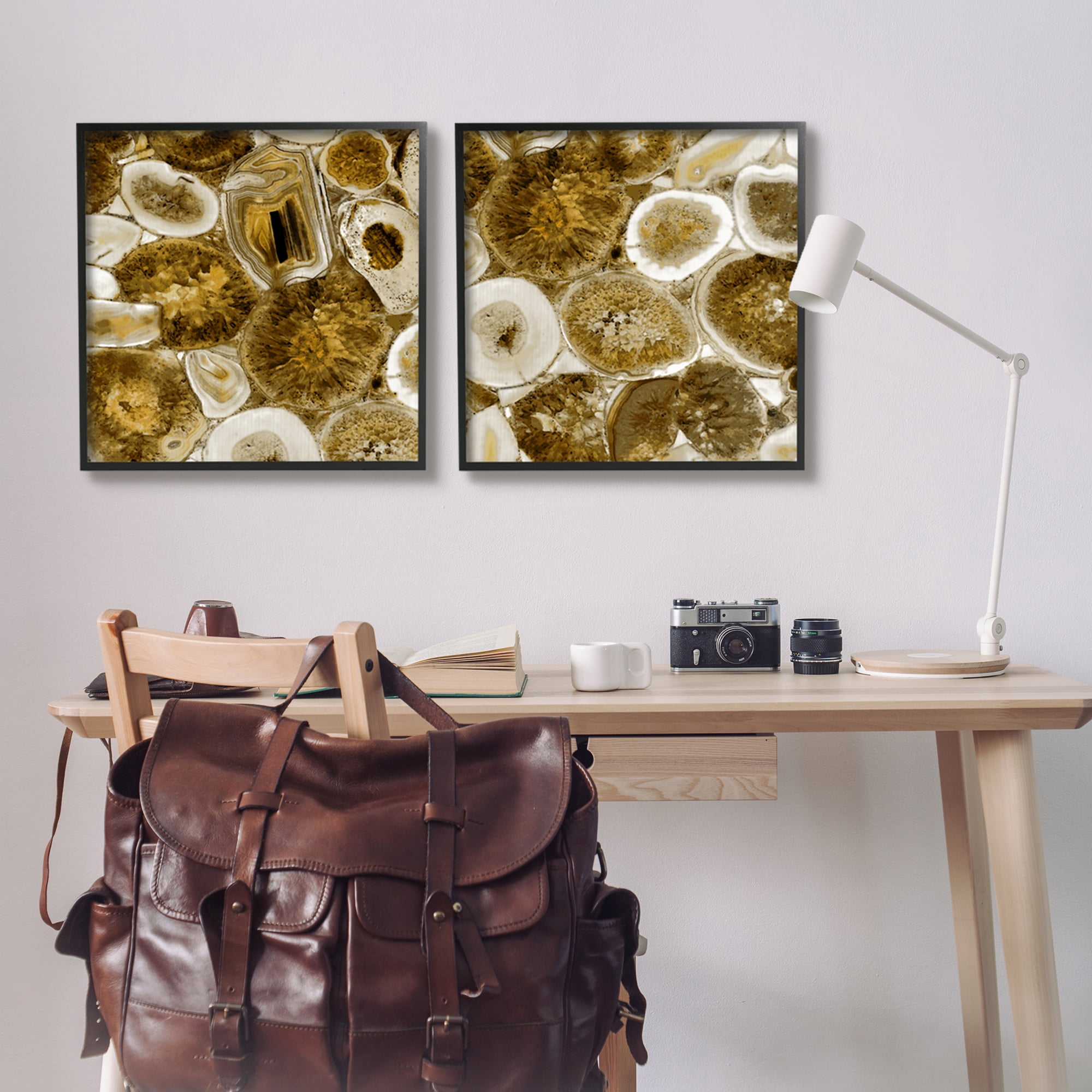 Stupell Abstract Geodes Mineral Nature Abstract Photography Black Framed Art Print Wall Art, Set of 2