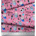 thumbnail image 3 of Soimoi Modal Satin Fabric Planet,Rocket & Astronaut Animals Cartoon Print Fabric by The Yard 42 Inch Wide, 3 of 3