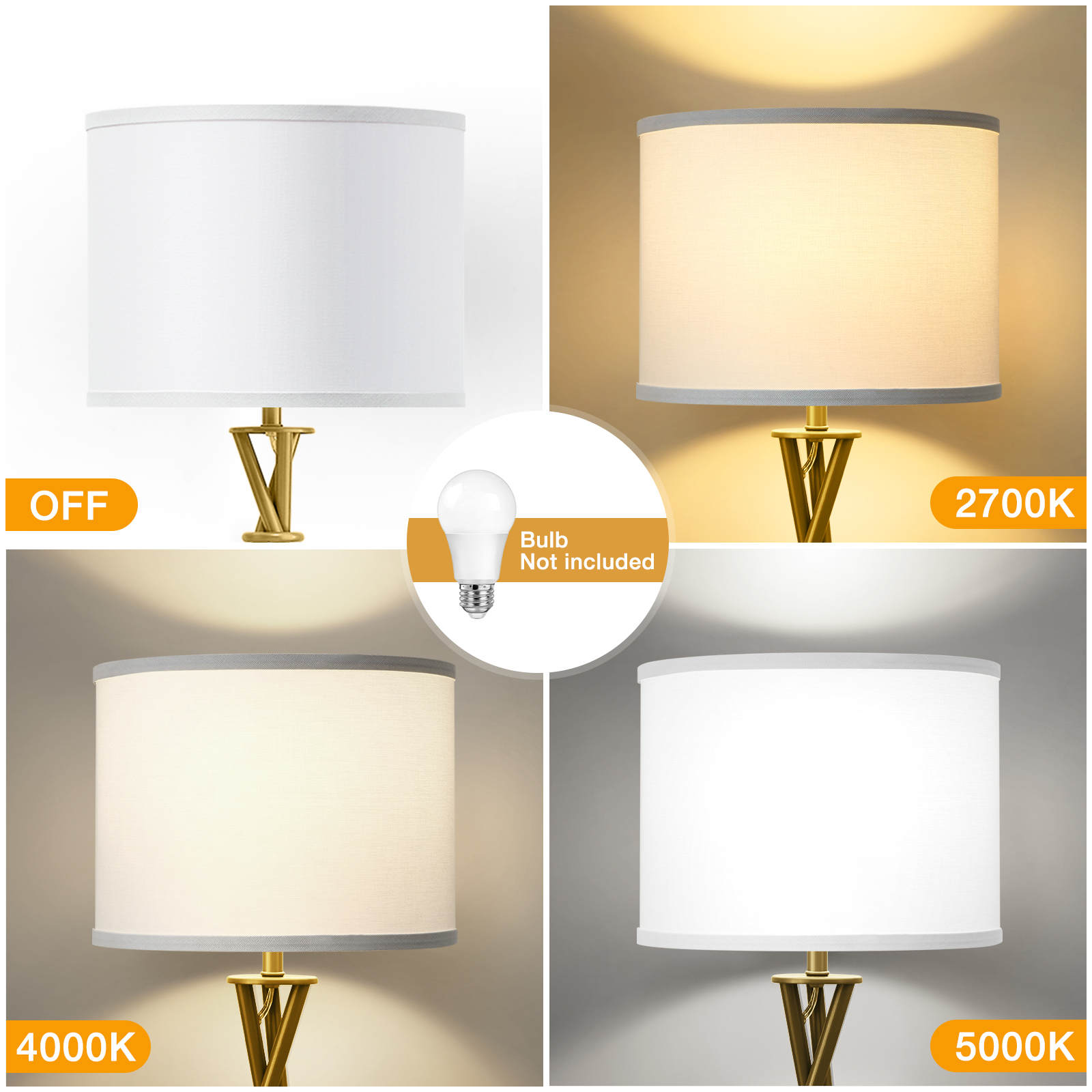 NATYSWAN 61" Gold Tripod Floor Lamp with White Shade photo 7