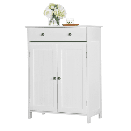 Yaheetech White Floor Cabinet/Cupboard with 2 Doors 1 ...