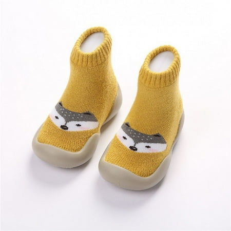 

Soft Kids Toddler Cotton Shoes Slipper Socks Warm Winter Anti-slip YELLOW M