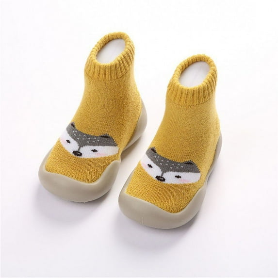 Soft Cotton Shoes Toddler Kids Slipper Socks Winter Anti-slip Warm YELLOW XXL