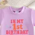 thumbnail image 5 of Faraee Baby Girl First Birthday Outfit In My One Year Old Era Top Short Sleeve 1st Birthday Shirt and Casual Shorts Clothing Set 6 12 18 Months Light Purple, 5 of 8