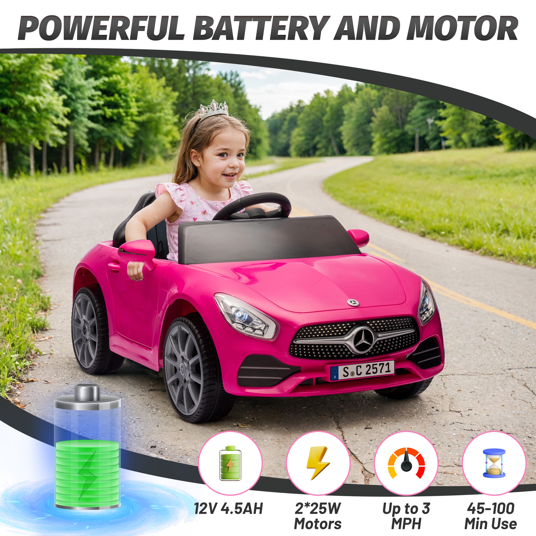 iRerts 12V Electric Ride on Cars, Ride on Building Block Toys for Toddlers with Remote Control, Electric Truck Car/Kart-Switch Freely, Bluetooth, Music, LED Lights, 4 Wheel Suspension, Rose Pink