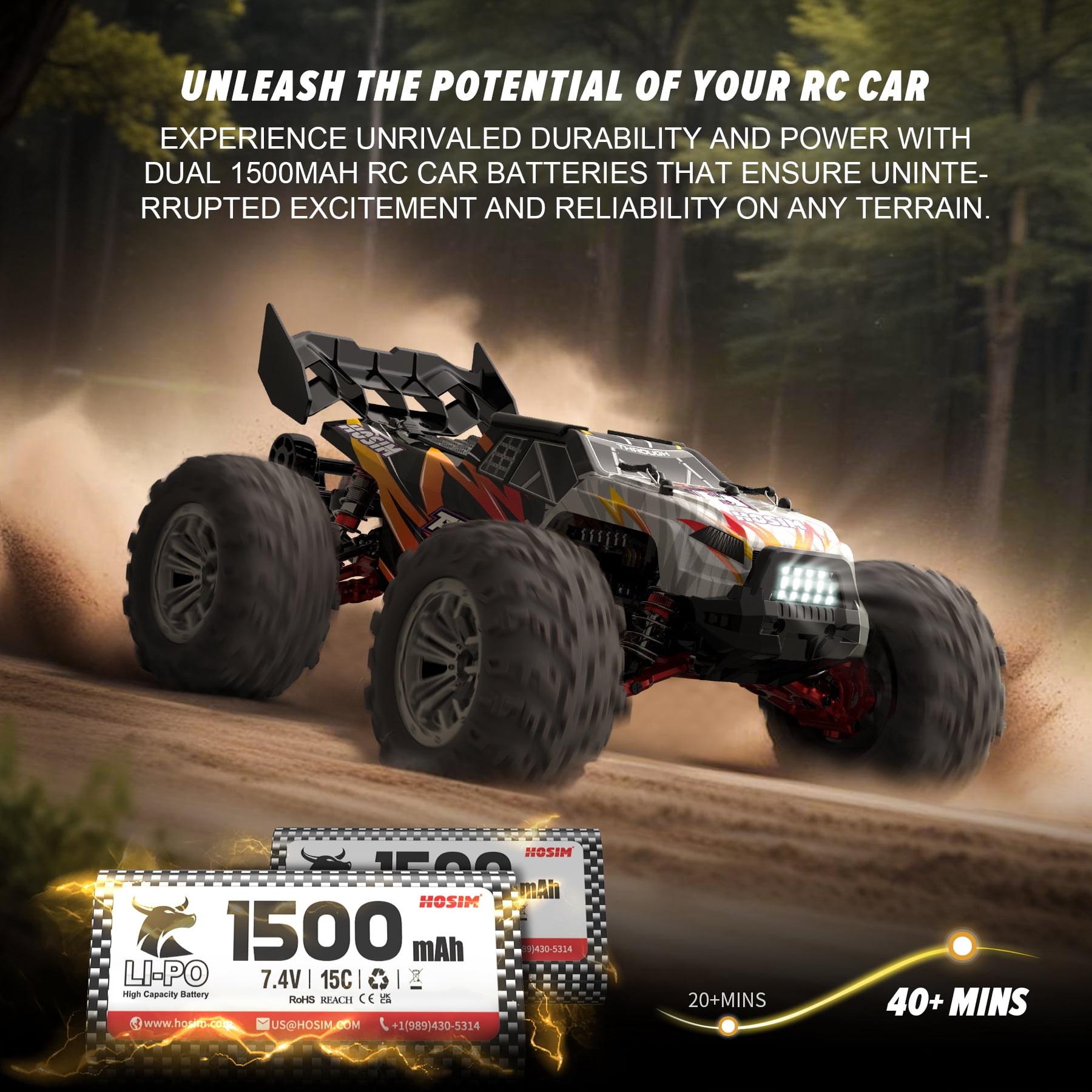 Hosim 1:14 RC Car for Adults,High Speed Remote Control Car Monster Truck 48+ KMH, 4X4 Off-Road All Terrains RTR Waterproof RC Racing Buggy Clawer Truk RC Toys Gift