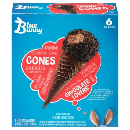 Wells Dairy Blue Bunny Ice Cream Cones, 6 ea