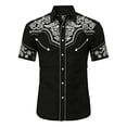 thumbnail image 2 of Boys Graphic Tees Boys Western Cowboy Print Short Sleeve Button Down Girls Tops Black2 14-15 Years, 2 of 4