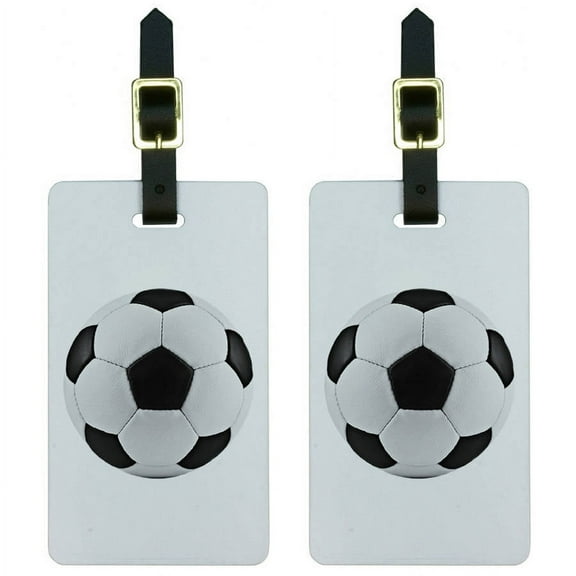 Soccer Ball Luggage Tags Suitcase Carry-On ID, Set of 2