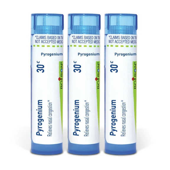 Boiron Pyrogenium 30C, Homeopathic Medicine for Nasal Congestion, 3 Count (3 x 80 Pellets)
