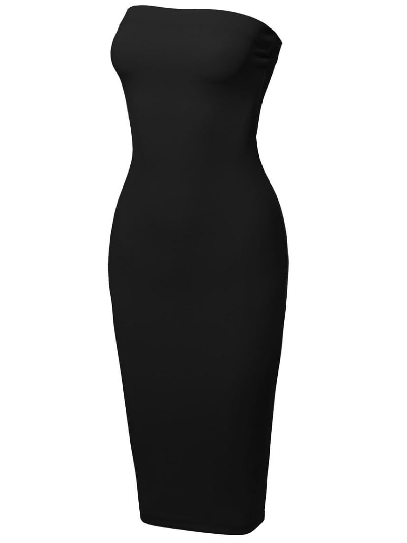 FashionOutfit Women's Sexy Scuba Crepe Tube Top Body-Con Tight Fit Midi  Dress - Walmart.com