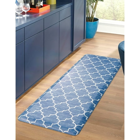 

Unique Loom Comfort Mat Collection - Trellis (2 x 5 Rectangle Blue/Ivory)