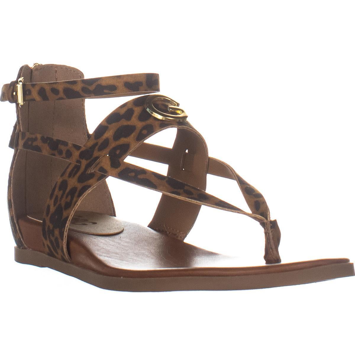 Womens GBG Guess Cartur3 Flat Gladiator Sandals, Medium Brown Fabric, 8 ...