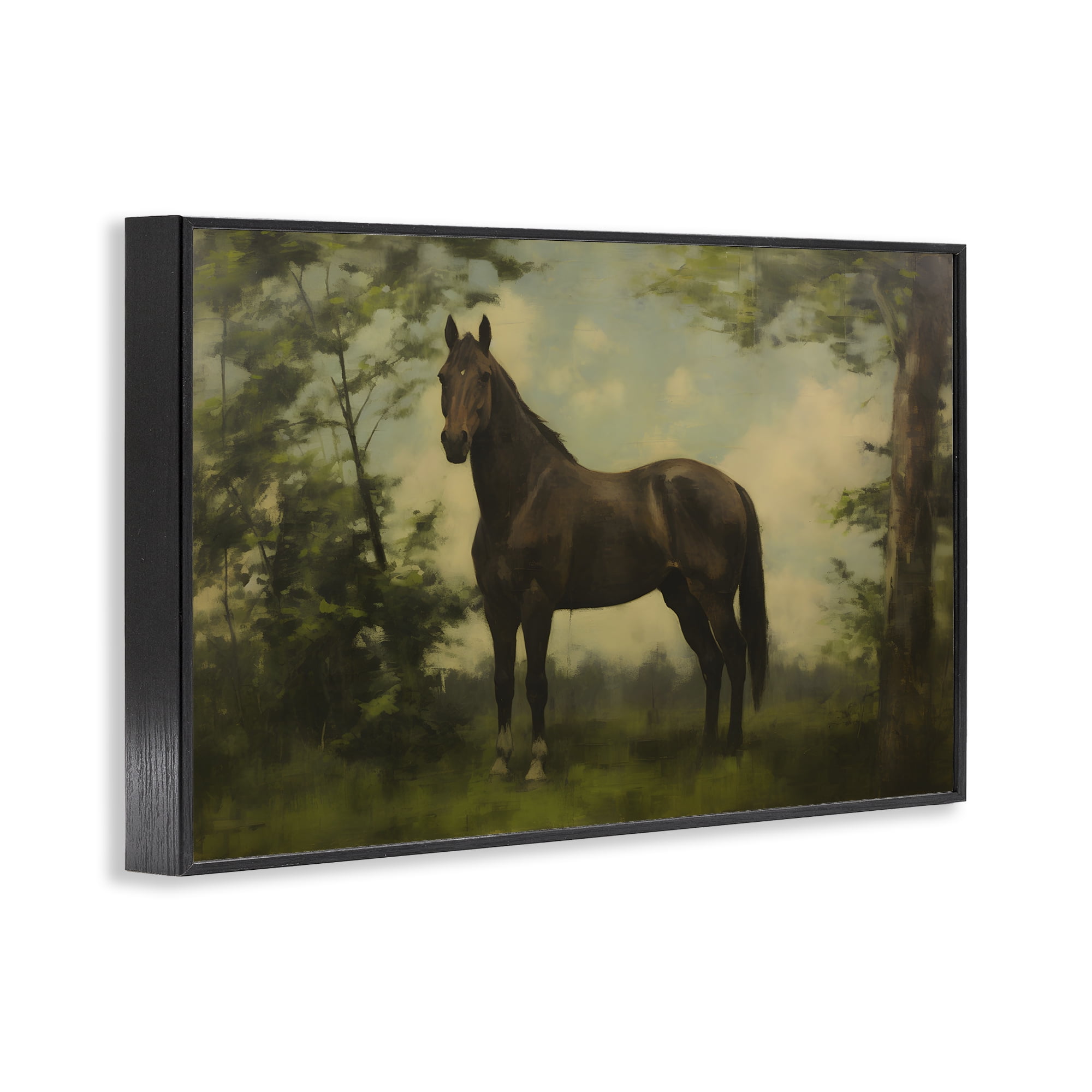 Stupell Industries Forest Horse Portrait Black Framed Giclee Art, design by Petal Prints Design